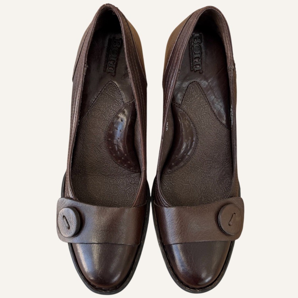 Born Comfort Brown‎ Leather Career Office Pumps Size 39 / 8 - Picture 3 of 8